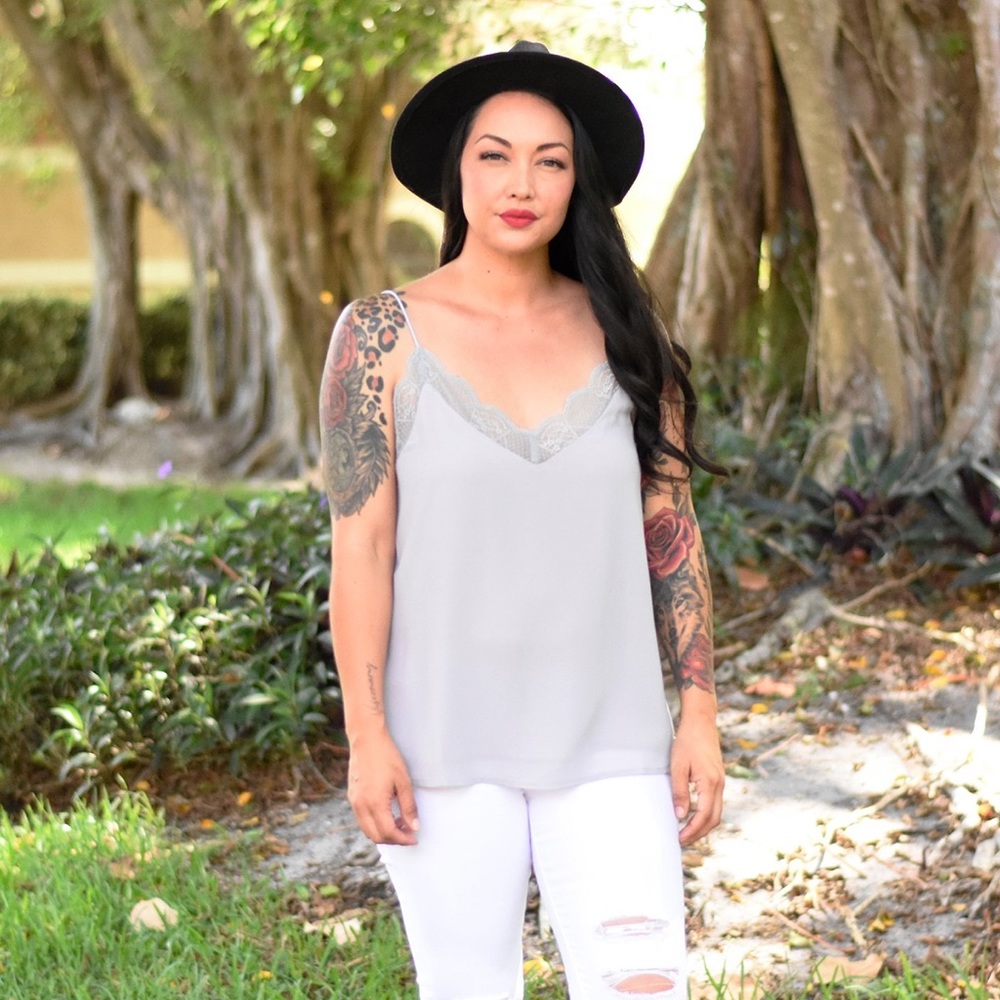 Size LARGE left✨ Periwinkle Lace Cami - Picture 2 of 4